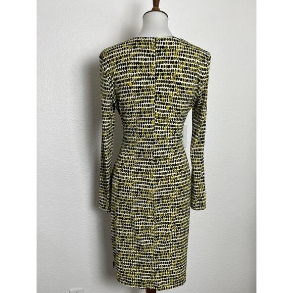 Calvin Klein Dress Mini Stretch Knit Pleated Print Multicolor V Neck - Picture 5 of 11